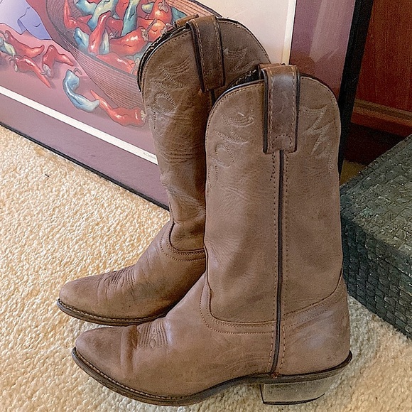 Bottes Cowboy Laredo En Cuir Marron Pour Femme - Taille US 5 (M) - Slip-On - Fabriqué Aux USA - Occasion Excellent État